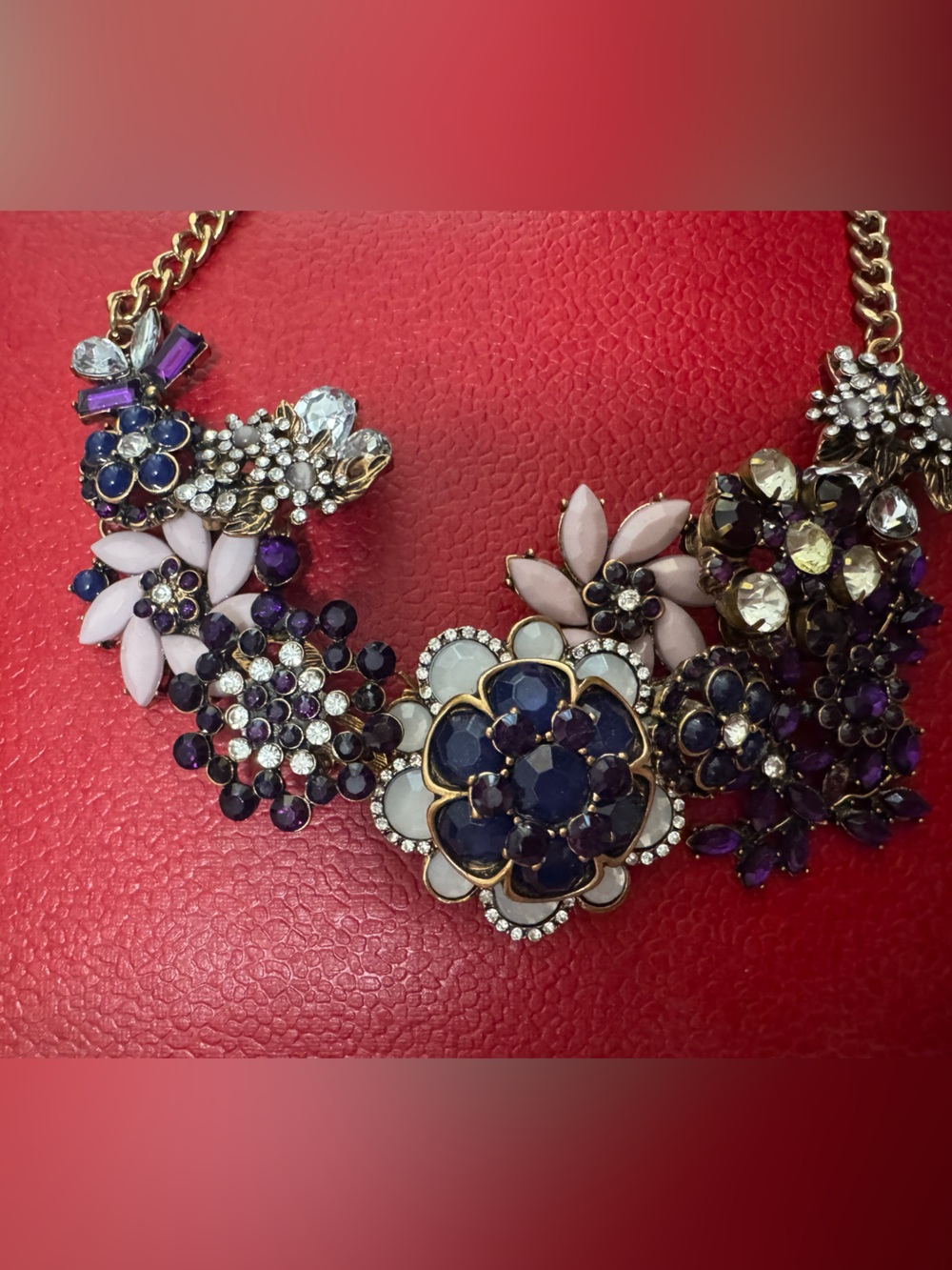 Statement Floral Bib Necklace in Purple and Pink - Women Jewelry